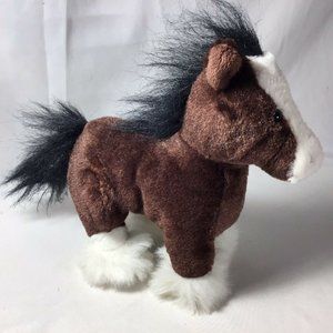 Clydesdale 9" Brown Black White Horse Ganz Webkinz Plush No Code